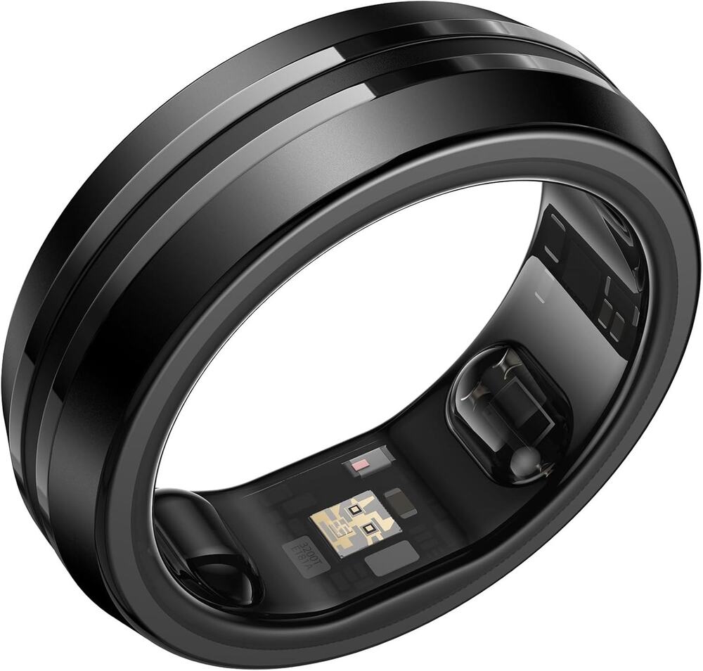 Renpho Lynx Smart Ring Size 8 Black Health Fitness Tracker w/ Charging Case NIB